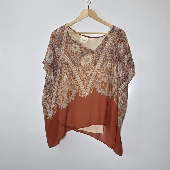 Anthropologie Maeve For Anthropologie Nalina Silk Poncho Size Small Great Condit - Picture 2 of 11
